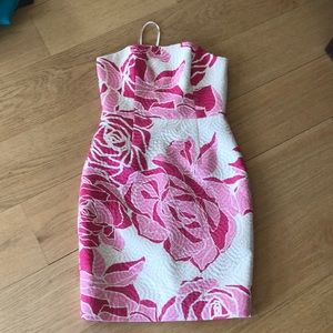 Lily Pulitzer pink floral strapless dress